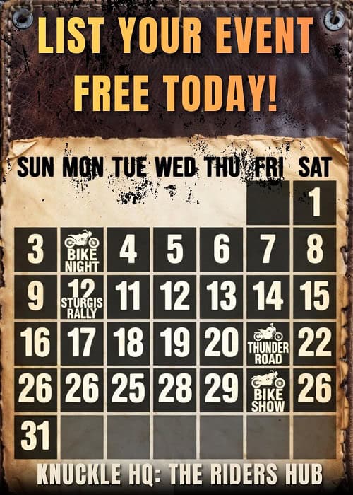 List your event for free today on the best motorcycle event calendar